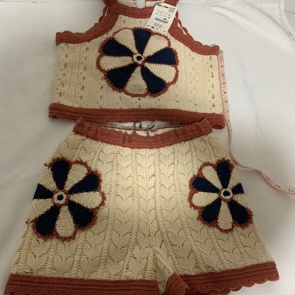 Sea new york Zara collaboration girls 11/12 matching set, crochet floral outfit - Picture 11 of 13